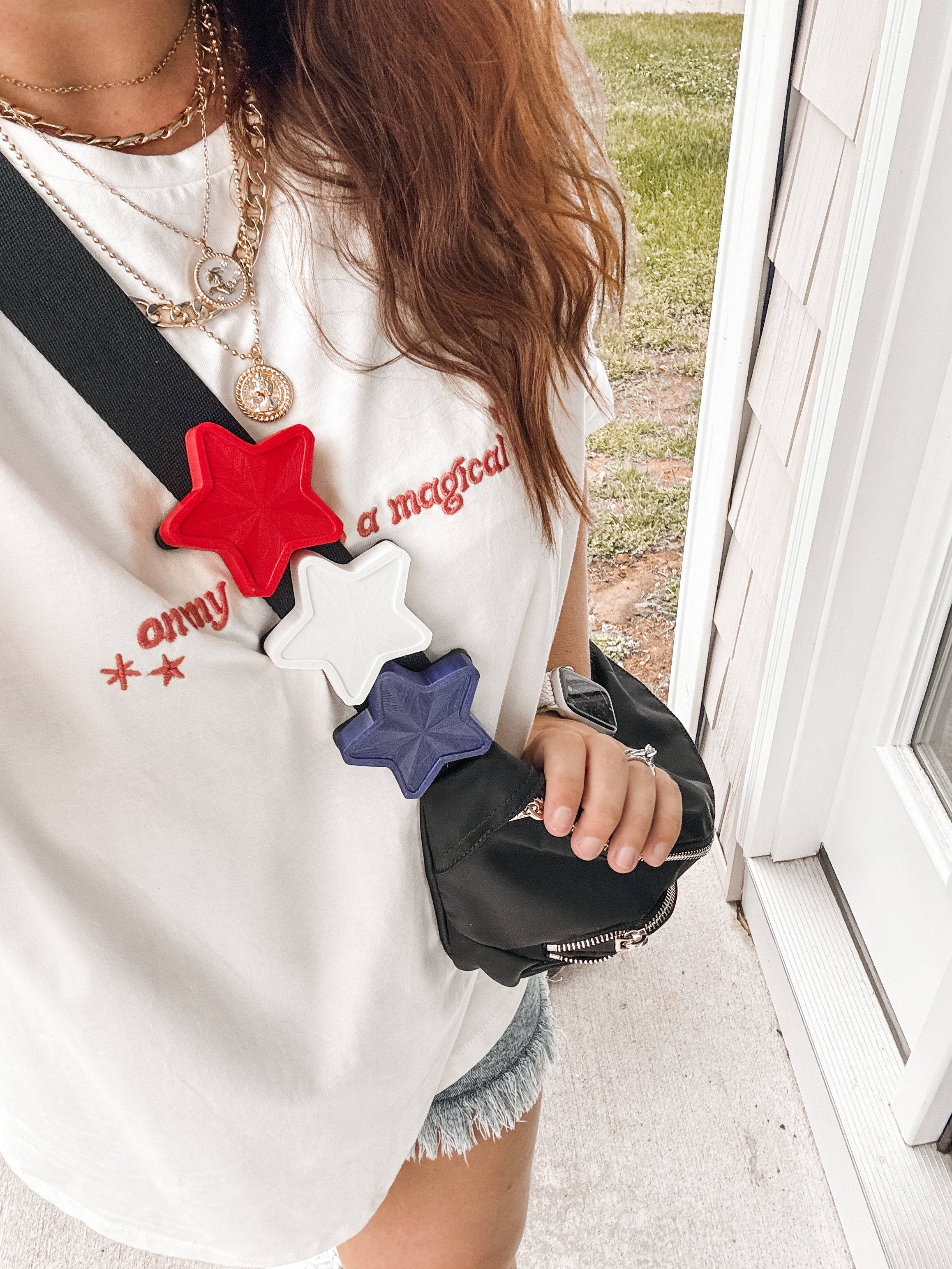 Red White & Blue Stars Statement Charm Set