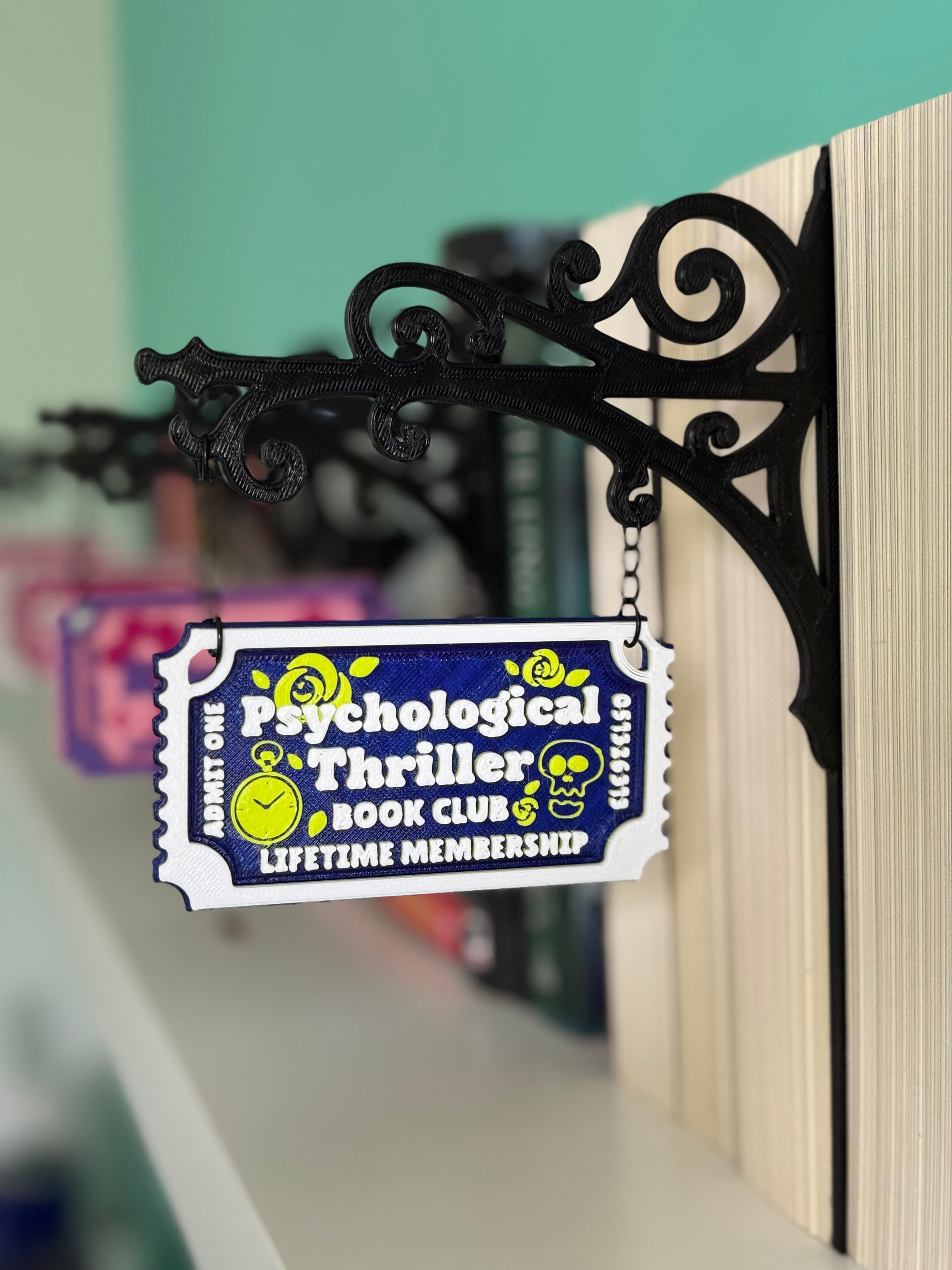 Genre Ticket Bookshelf Divider — Psychological Thriller Edition
