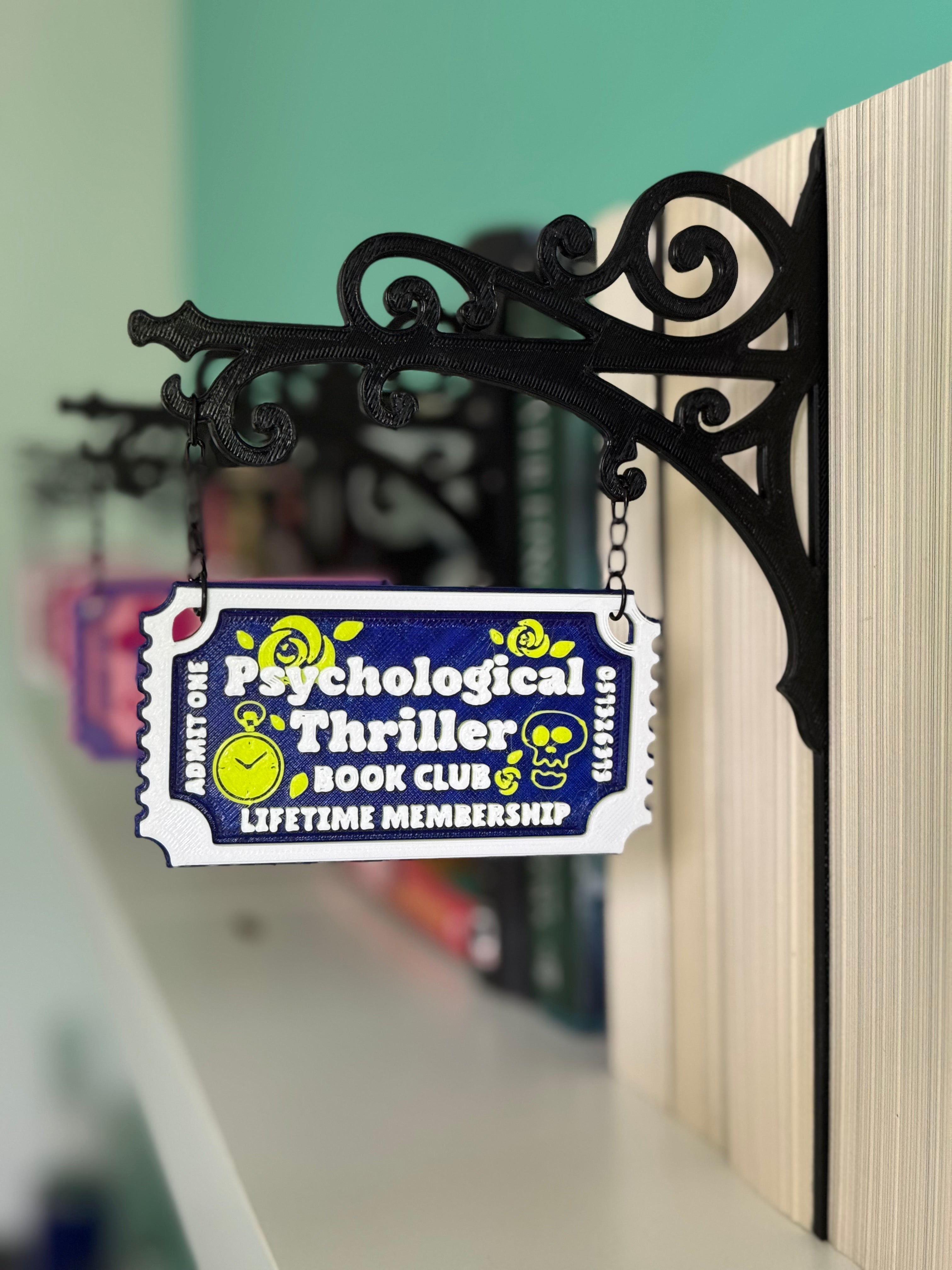 Genre Ticket Bookshelf Divider — Psychological Thriller Edition