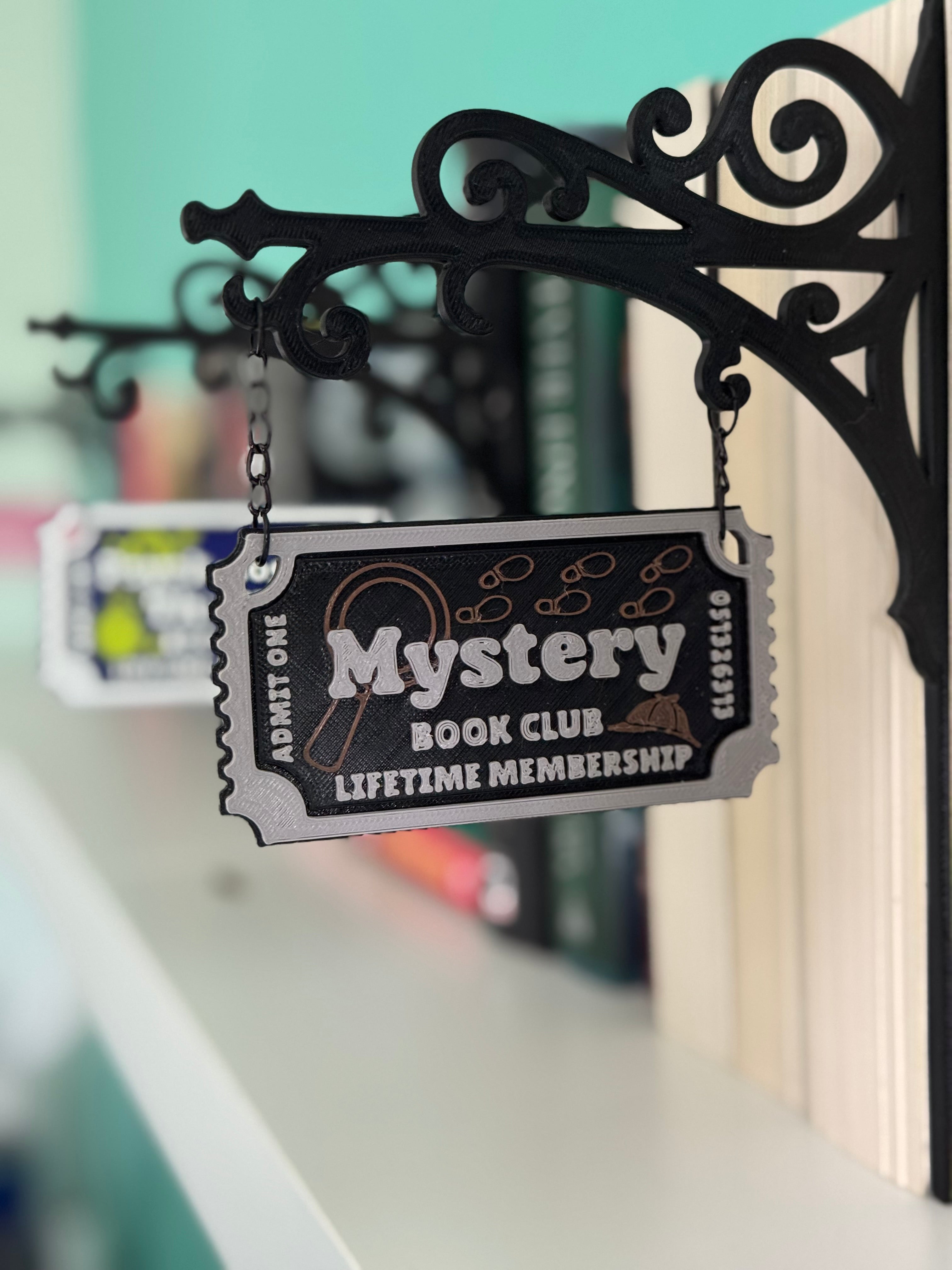 Genre Ticket Bookshelf Divider — Mystery Edition