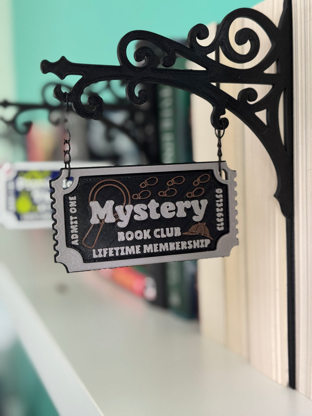 Genre Ticket Bookshelf Divider — Mystery Edition