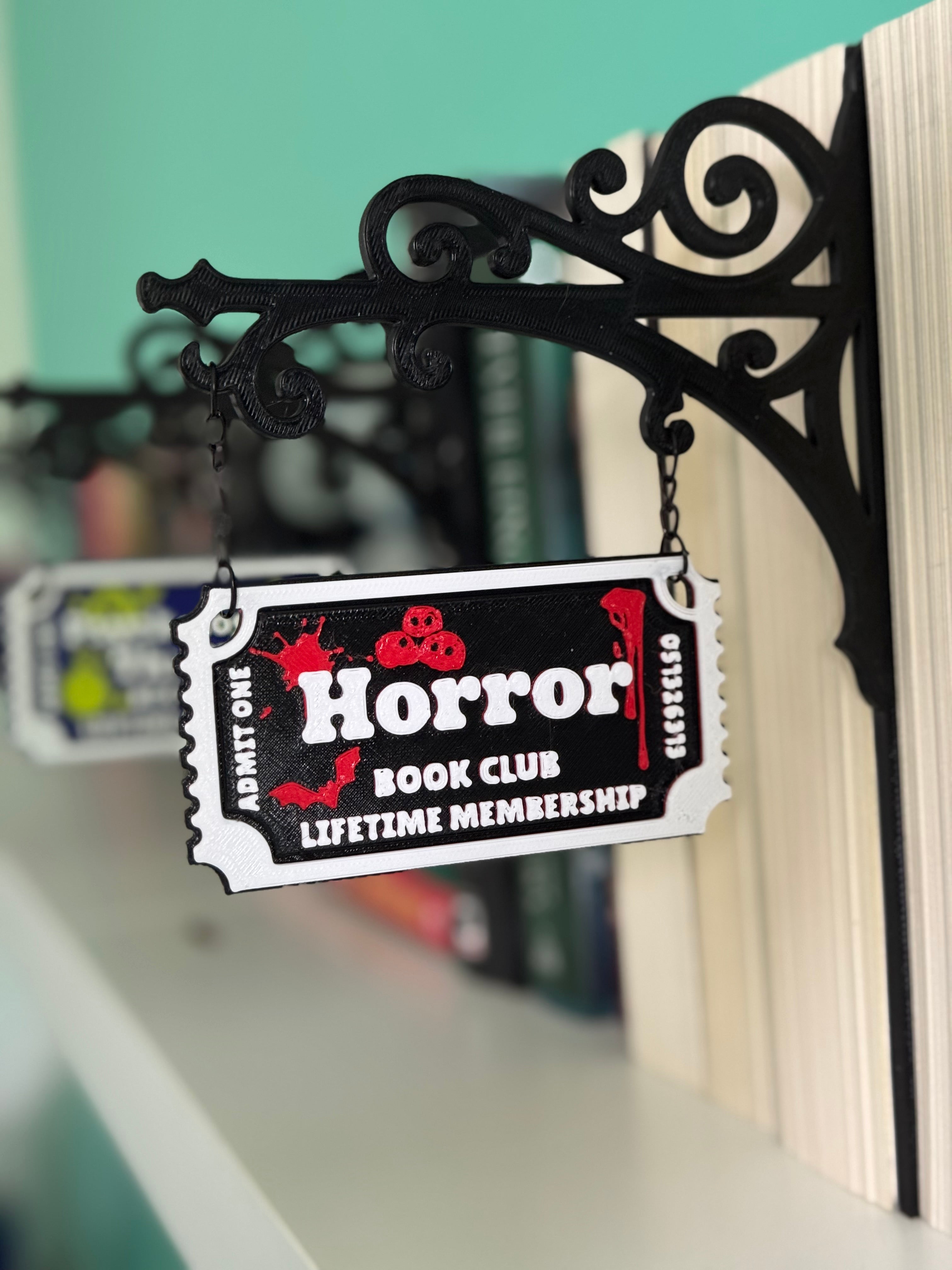 Genre Ticket Bookshelf Divider — Horror Edition