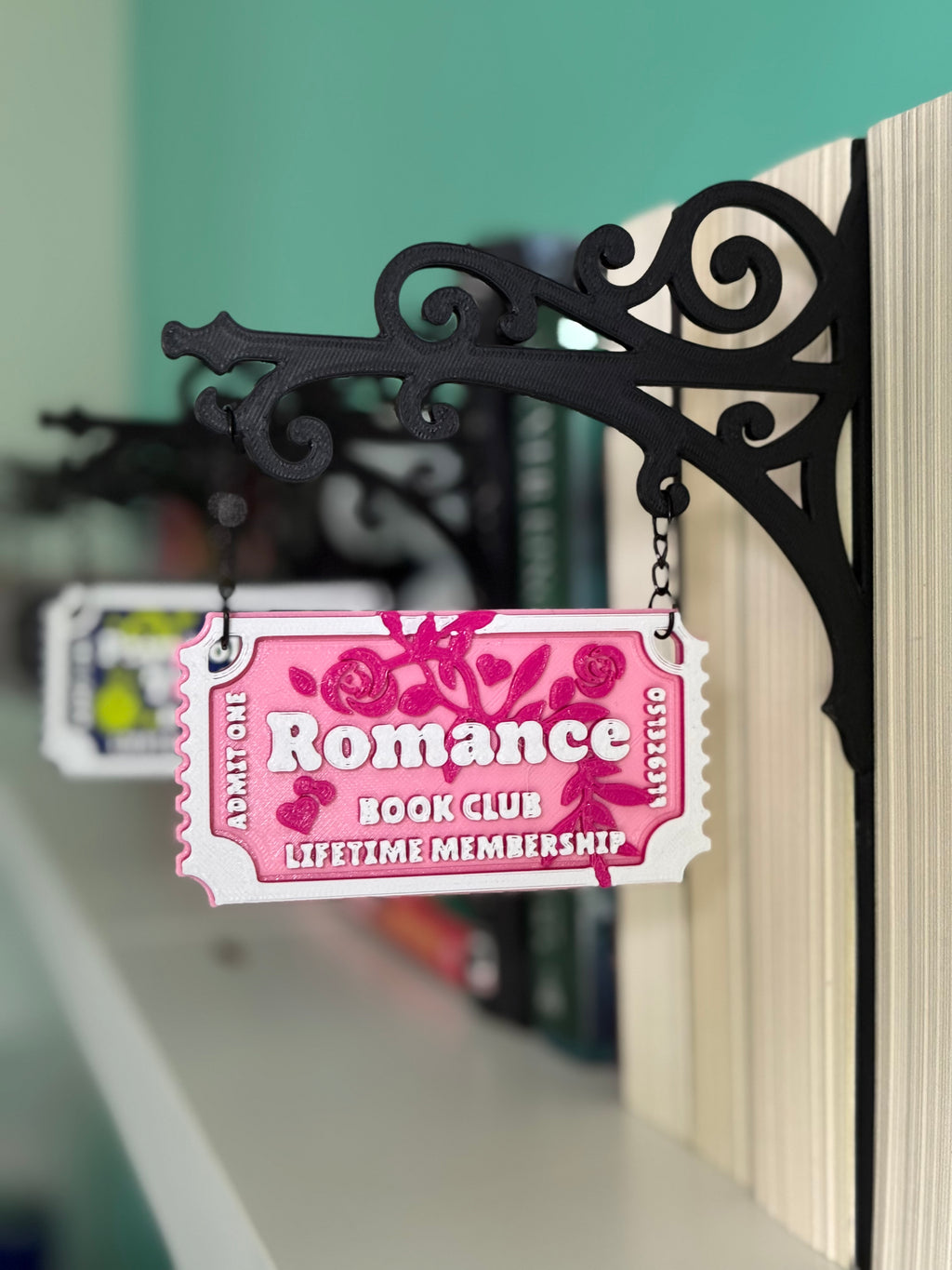 Genre Ticket Bookshelf Divider — Romance Edition