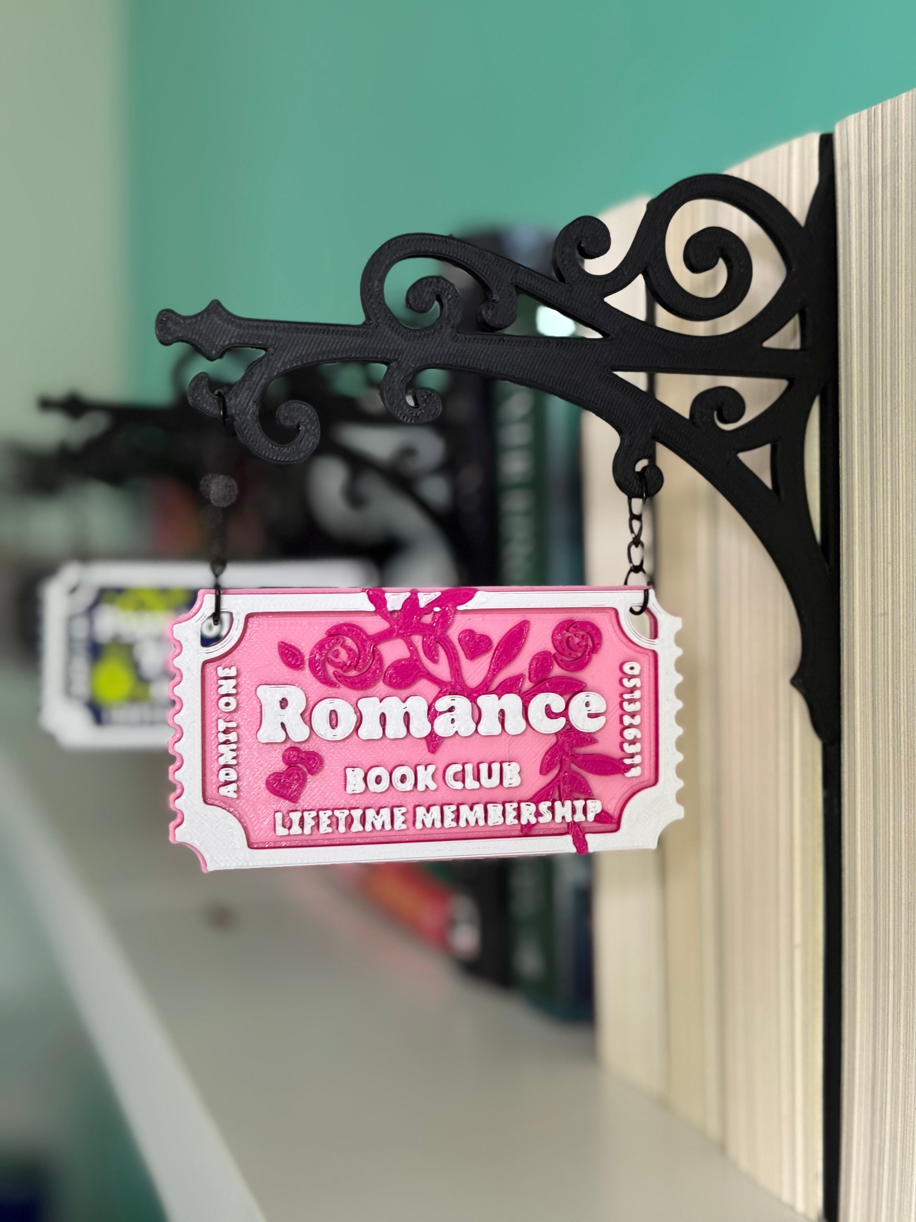 Genre Ticket Bookshelf Divider — Romance Edition