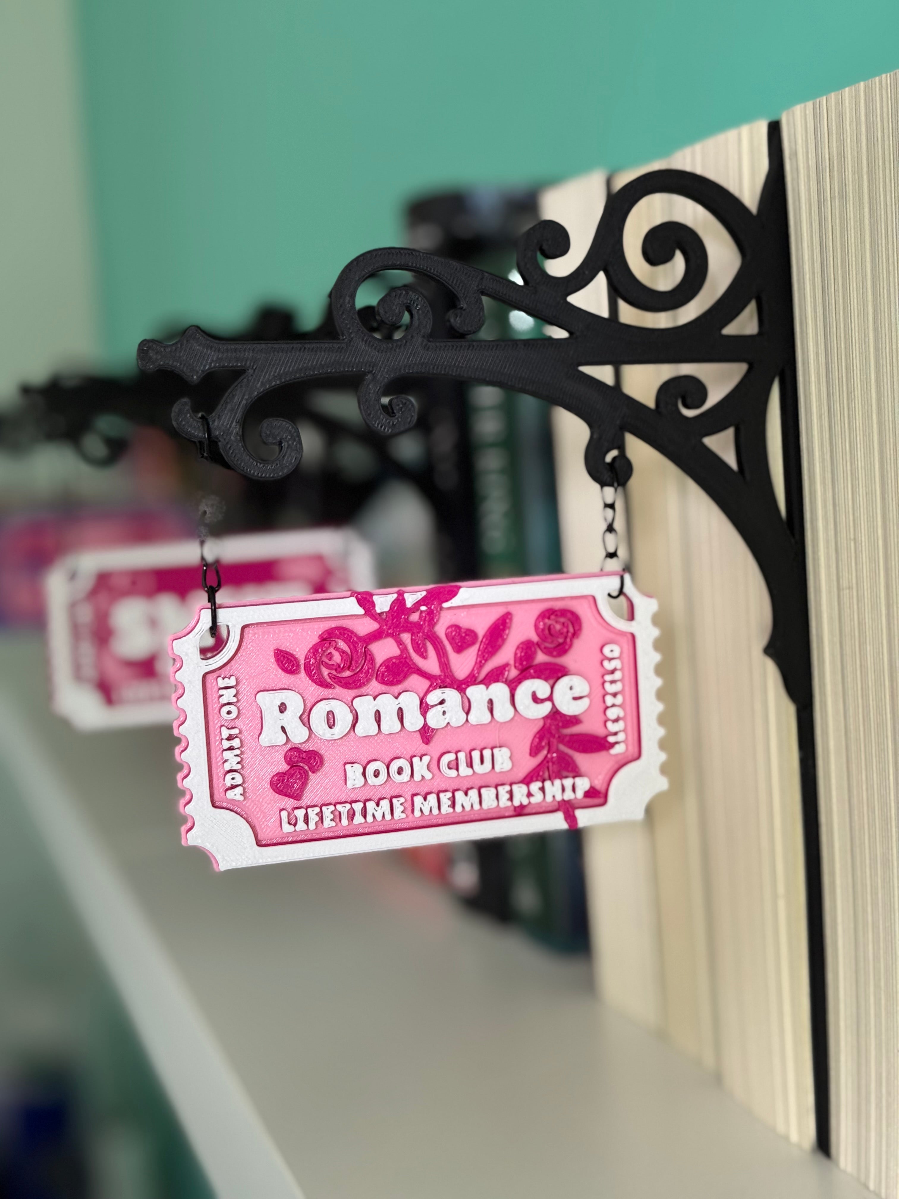 Genre Ticket Bookshelf Divider — Romance Edition