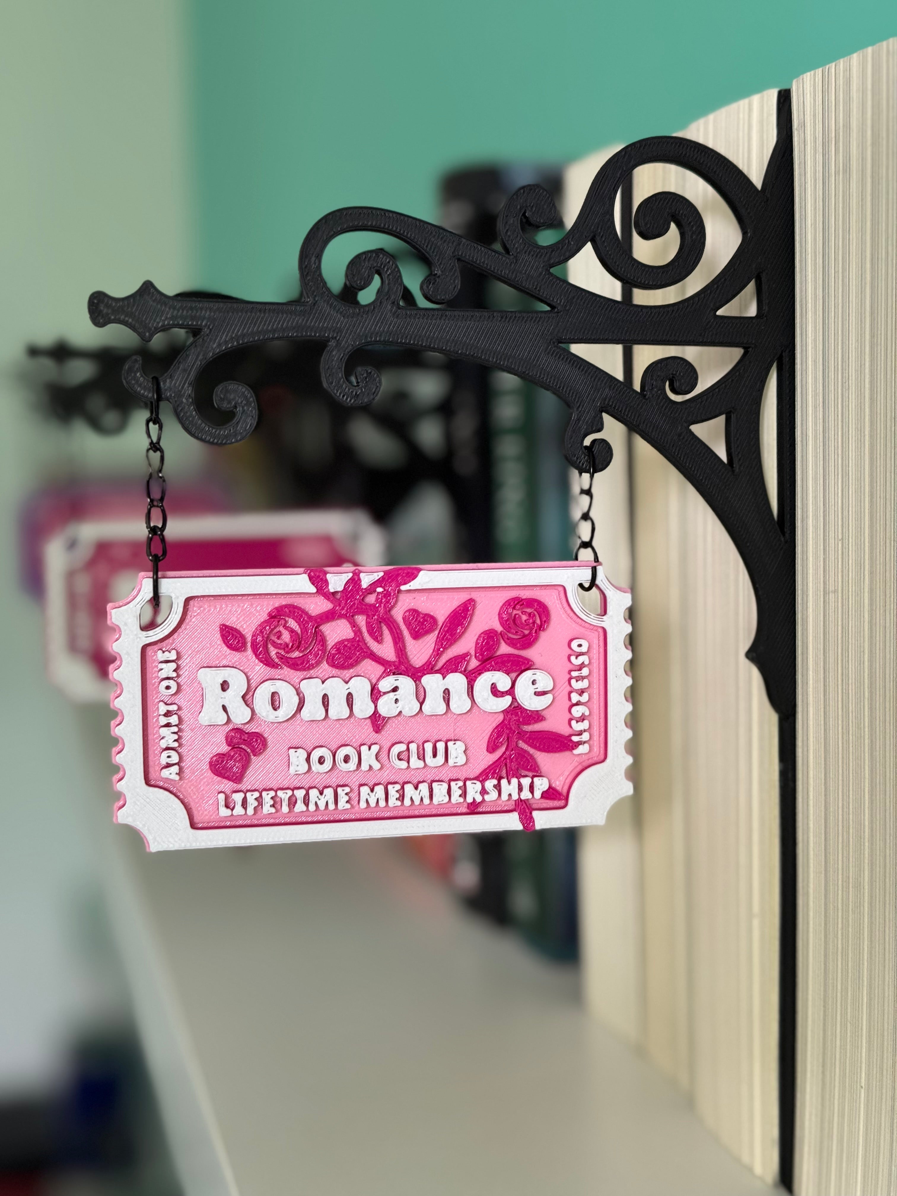 Genre Ticket Bookshelf Divider — Romance Edition