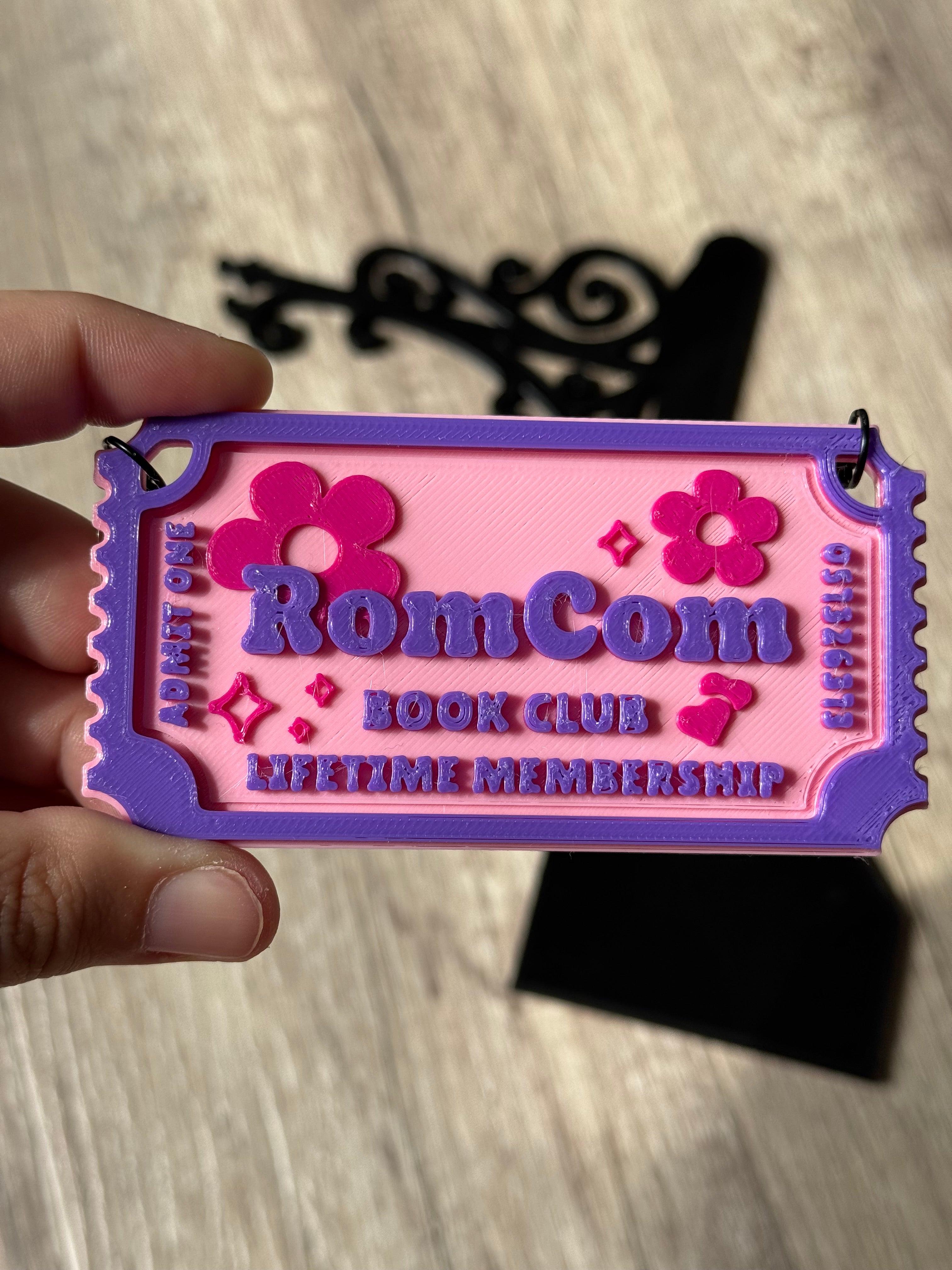 Genre Ticket Bookshelf Divider — RomCom Edition