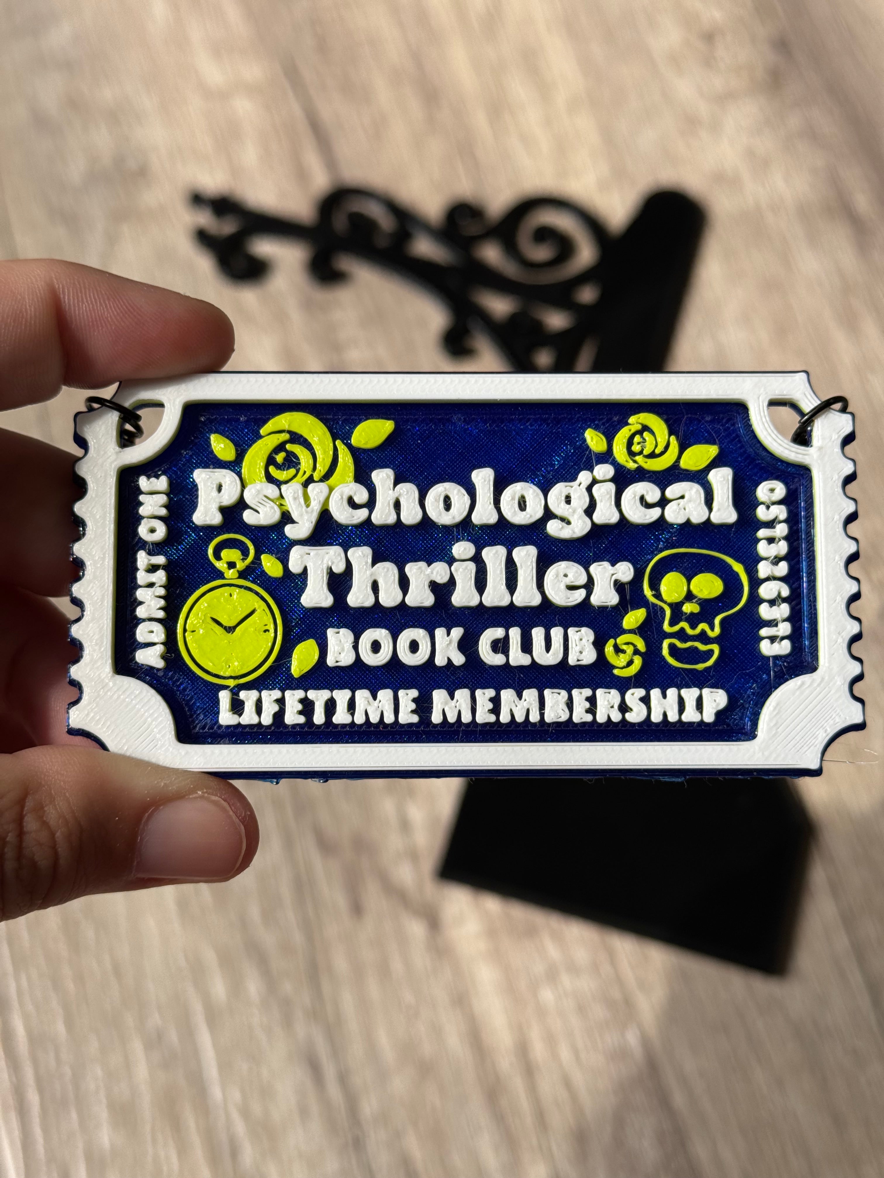 Genre Ticket Bookshelf Divider — Psychological Thriller Edition