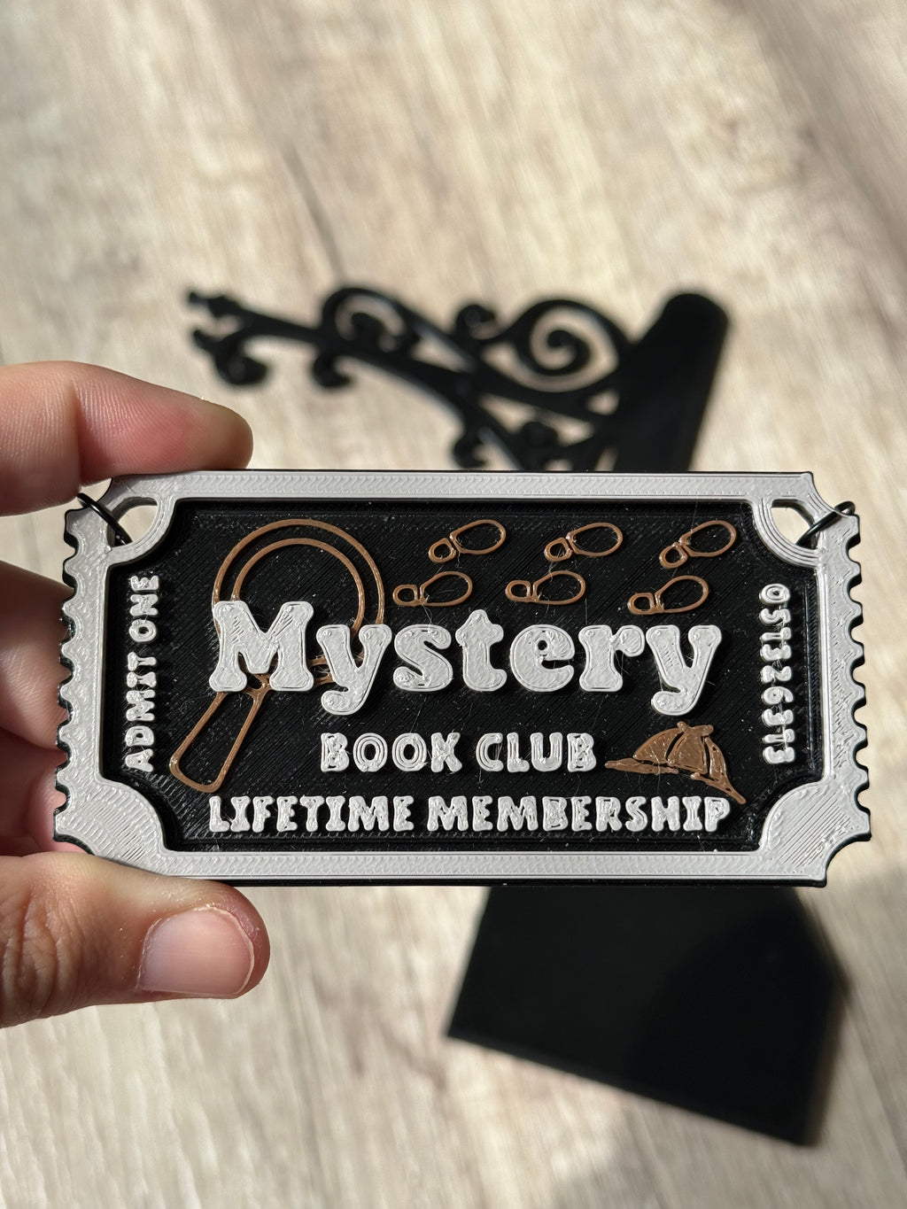 Genre Ticket Bookshelf Divider — Mystery Edition