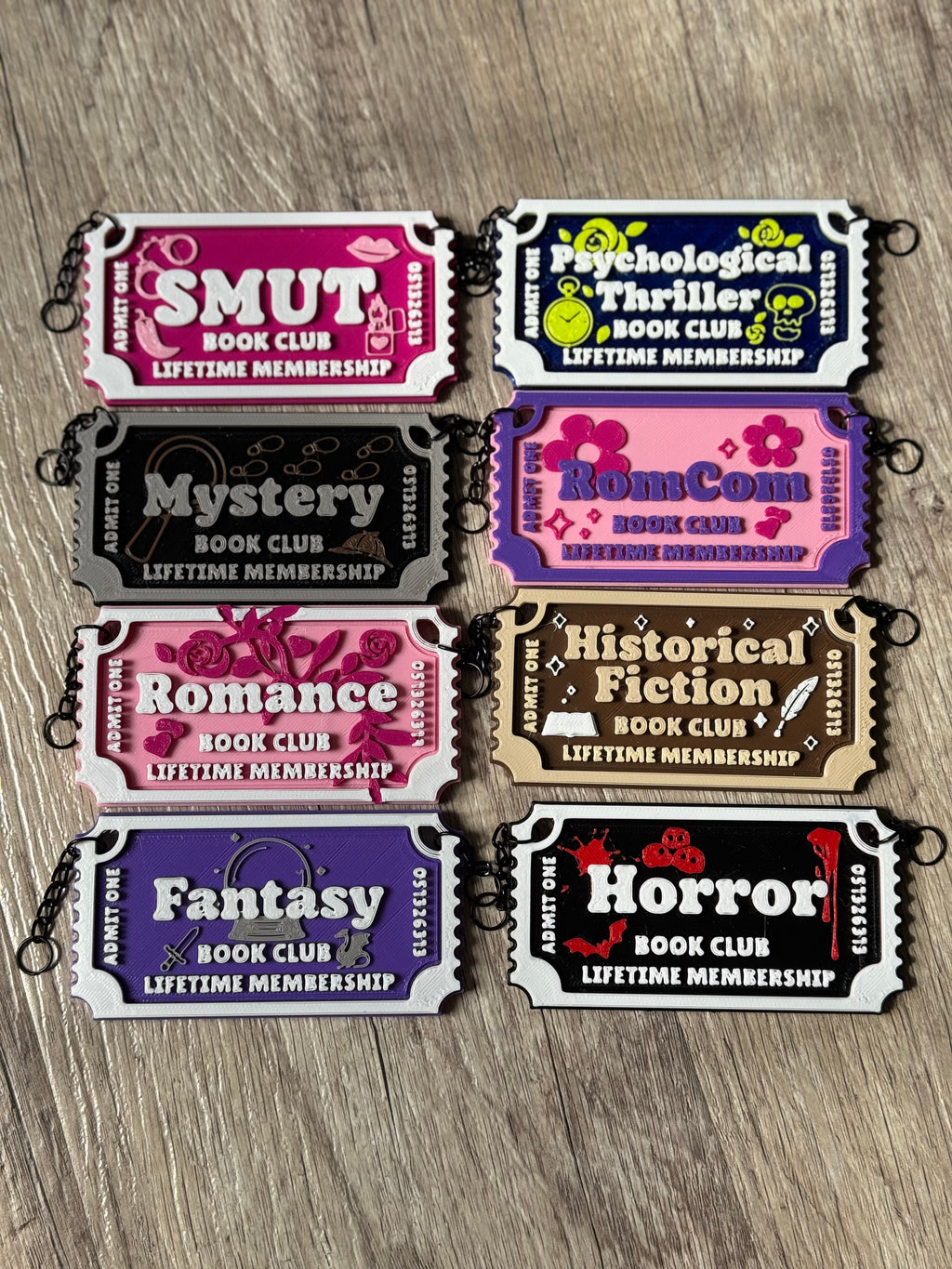 Genre Ticket Bookshelf Divider — Romance Edition